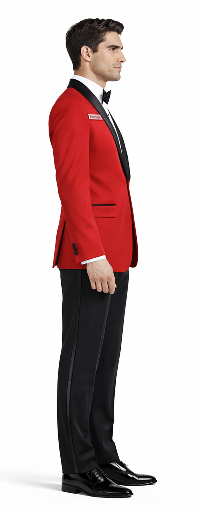 Mens Slim Fit Shawl Prom Tuxedo in Red