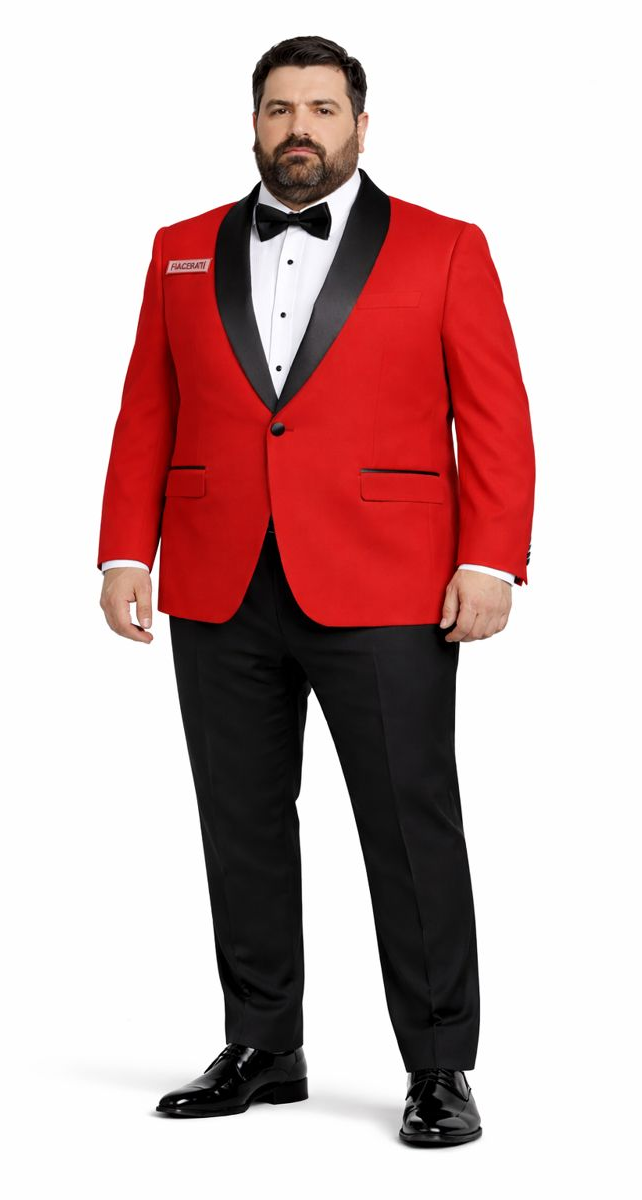 Mens Slim Fit Shawl Prom Tuxedo in Red