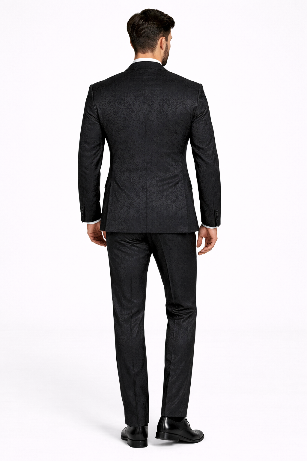 Men's Slim Fit Shiny Paisley Prom & Wedding Suit In Black