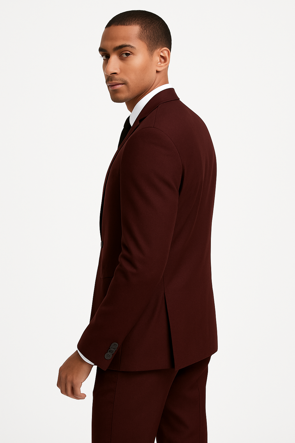 Mens Slim Fit Suit Burgundy
