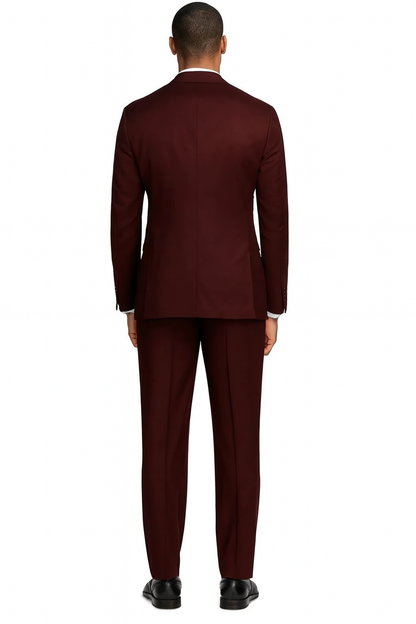 Mens Slim Fit Suit Burgundy