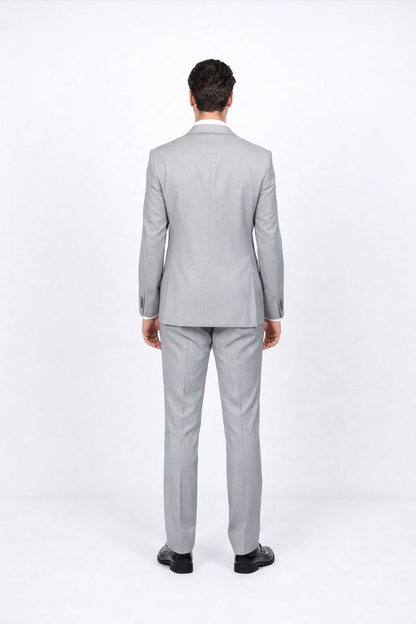 Men'S Slim Fit Suit - Fitted Suit - Skinny Suit Men'S Light Gray Flap Front Pockets Peak Lapel Suit