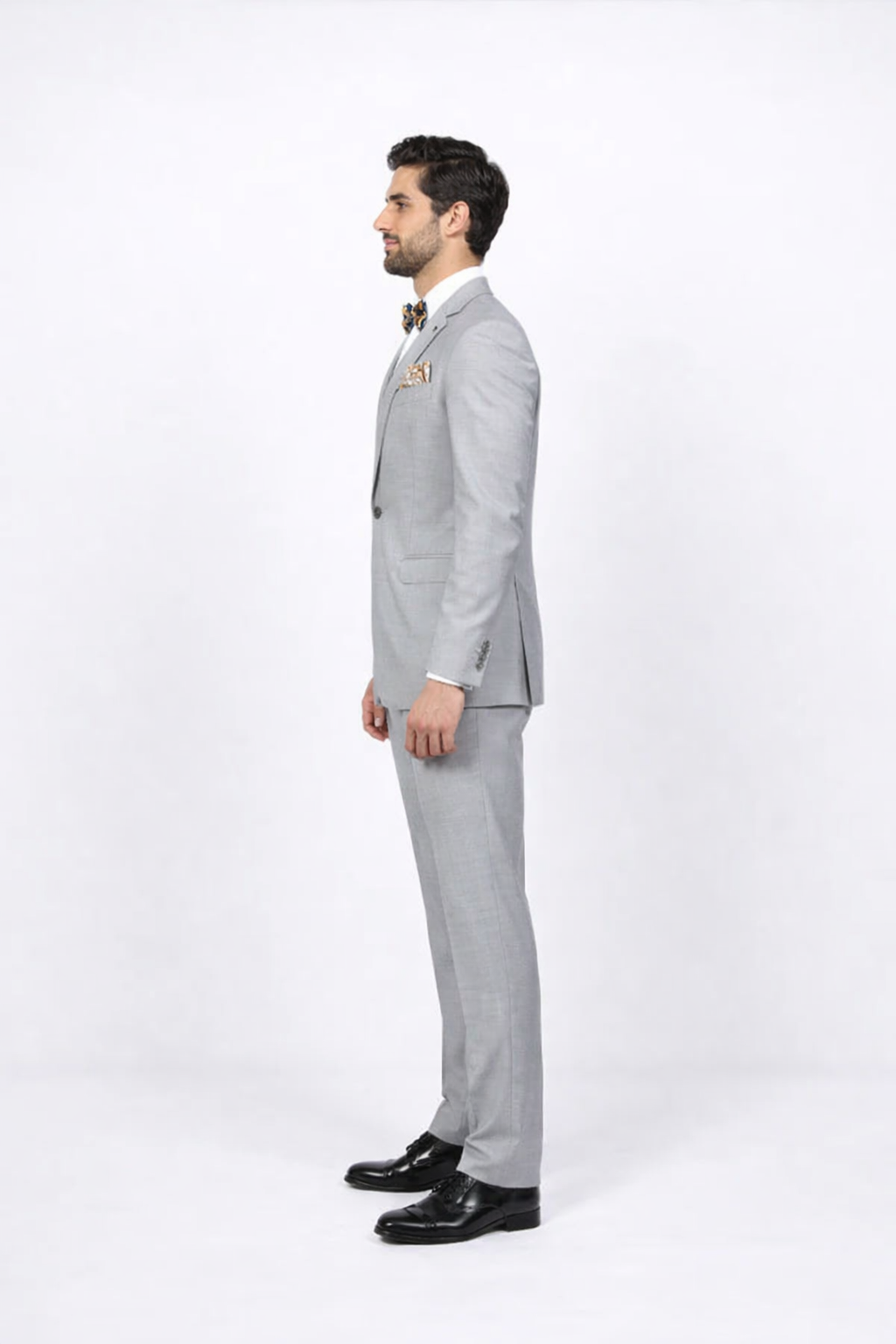 Men'S Slim Fit Suit - Fitted Suit - Skinny Suit Men'S Light Gray Flap Front Pockets Peak Lapel Suit