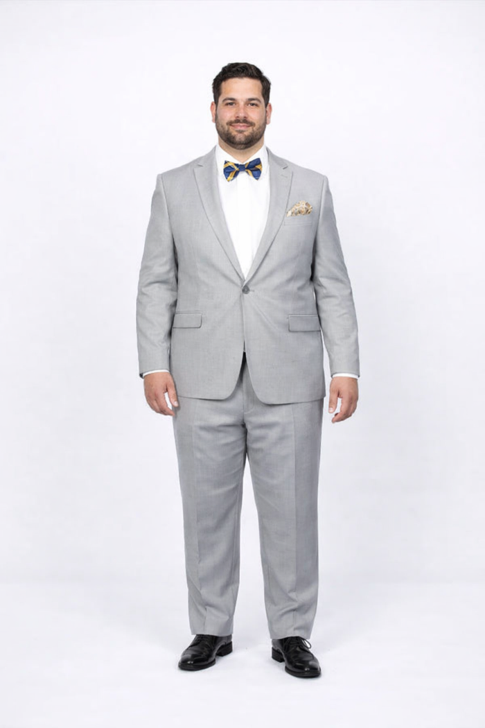 Men'S Slim Fit Suit - Fitted Suit - Skinny Suit Men'S Light Gray Flap Front Pockets Peak Lapel Suit