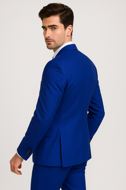 Mens Slim Fit Vested Royal Blue Suit