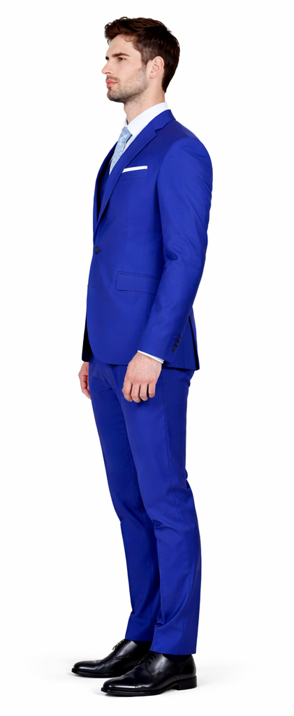 Mens Slim Fit Vested Royal Blue Suit