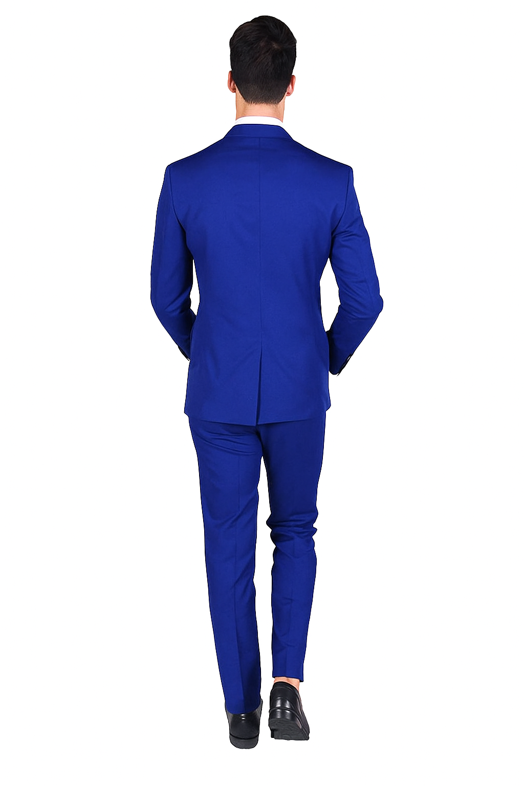 Mens Slim Fit Vested Royal Blue Suit
