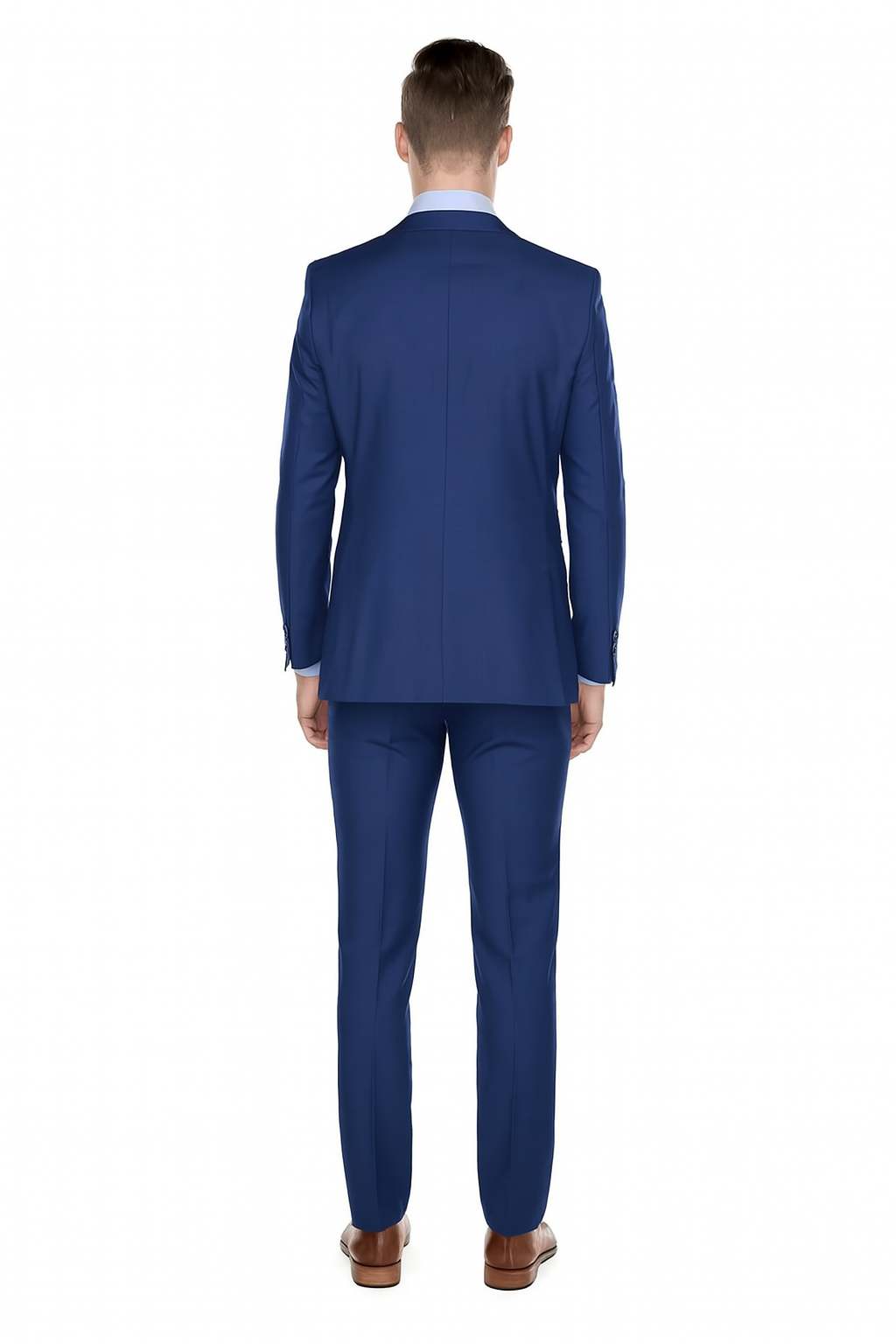 Mens Smart Slim Vested Suit Indigo Blue