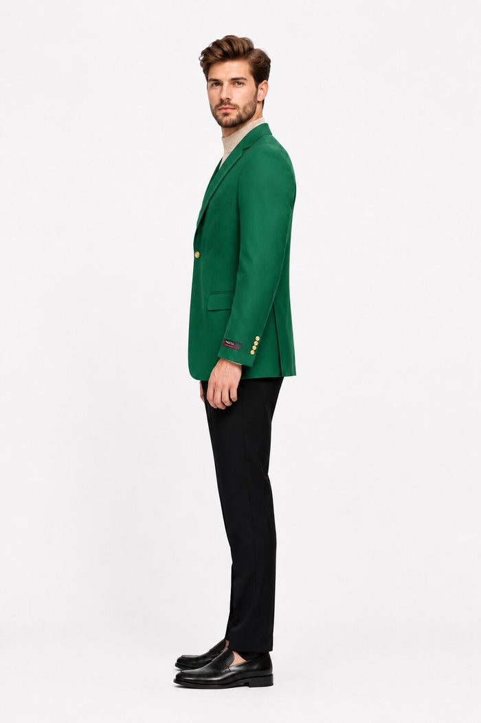 Poplin Fabric Pacelli Solid 2 Button Green Blazer BLAIR-70014