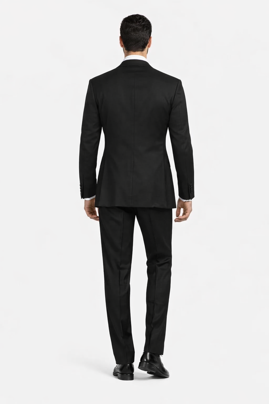 Mens Suit With Pleated Pants - Semi Wide Leg 100% Wool Super 150's Big Peak Lapel Classic Fit Athletic Cut With Double breasted Vest in Black