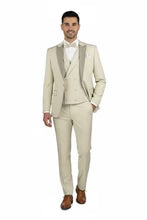 Mens Tan Tuxedo - Beige Suit "Flare" Ecru 1-Button Peak Tuxedo (4-Piece Set)