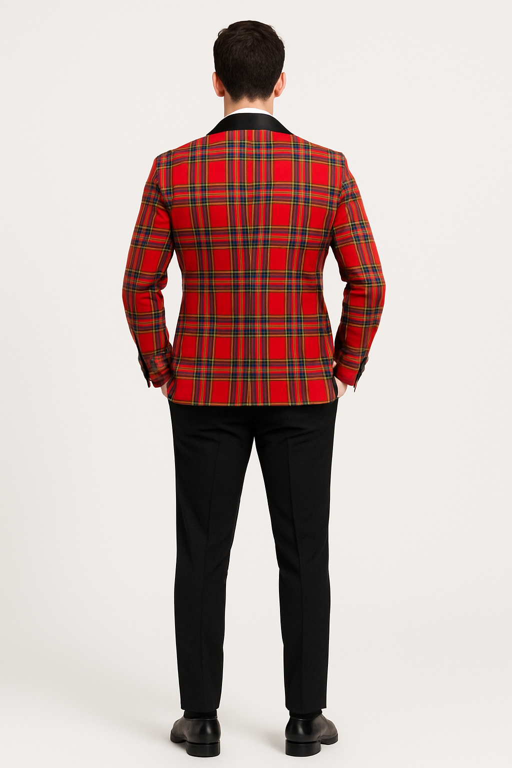 Mens Tartan Christmas Plaid Holiday Blazer in Red