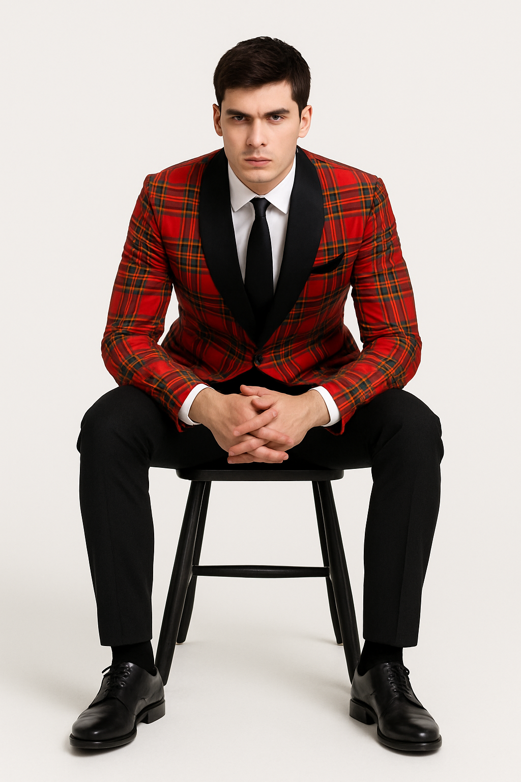 Mens Tartan Christmas Plaid Holiday Blazer in Red