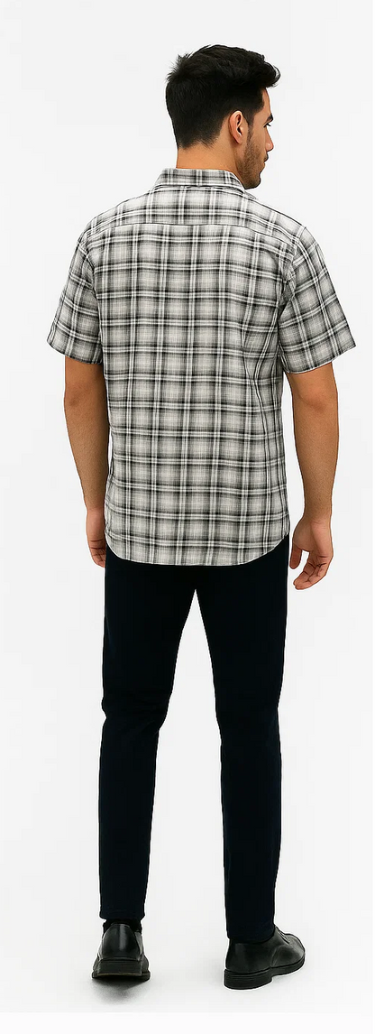 Mens Textured Plaid Walking Suit in black/white by Dreams by Zacchi  2 Piece Leisure Outfit with matching shirt and pant -$ 99