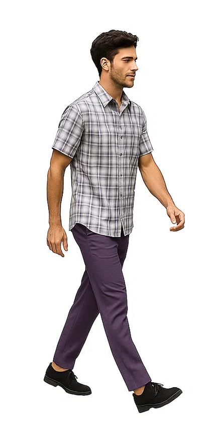Mens Textured Plaid Walking Suit in Lavender/Off White by Dreams by Zacchi  2 Piece Leisure Outfit with Matching Shirt and pant -$99