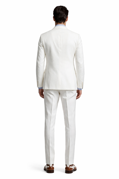 Mens The Great Gatsby Vested Peak Lapel Suit in Ivory with Brown Vest