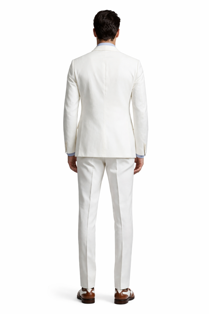 Men's The Great Gatsby Vested Peak Lapel Suit in Ivory with Brown Vest
