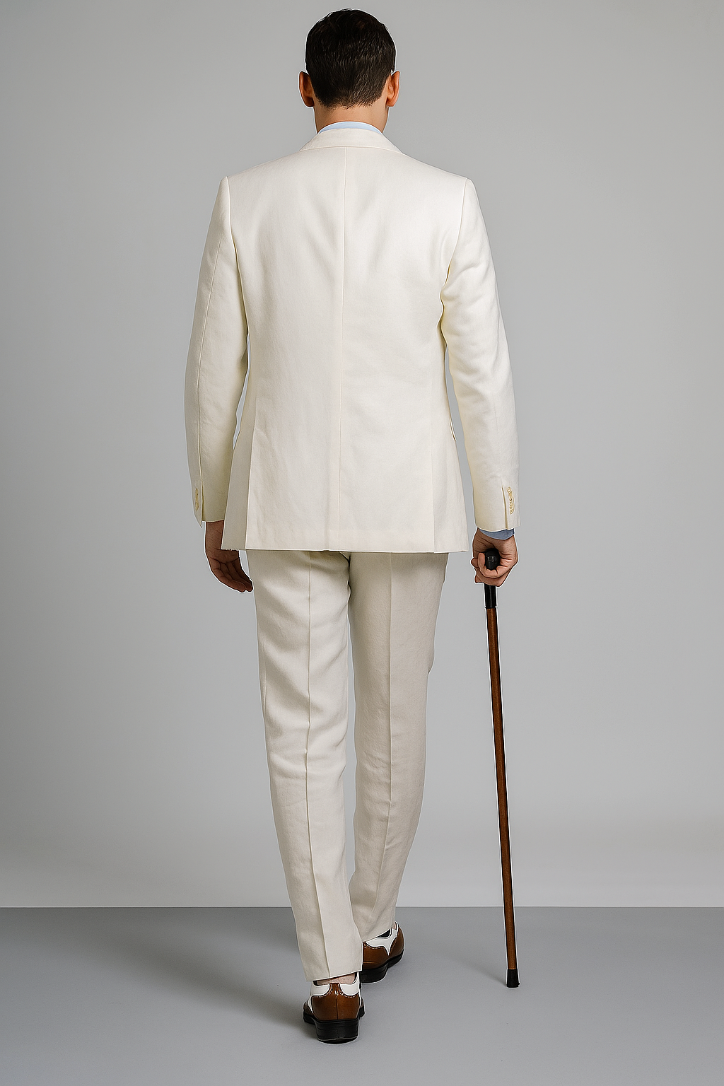 Mens The Great Gatsby Vested Peak Lapel Suit in Ivory with Brown Vest