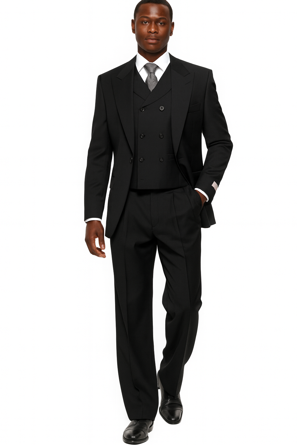 42 Mens Tiglio Rosso Suit - Wide Leg Baggy Pants - 100% Wool Black
