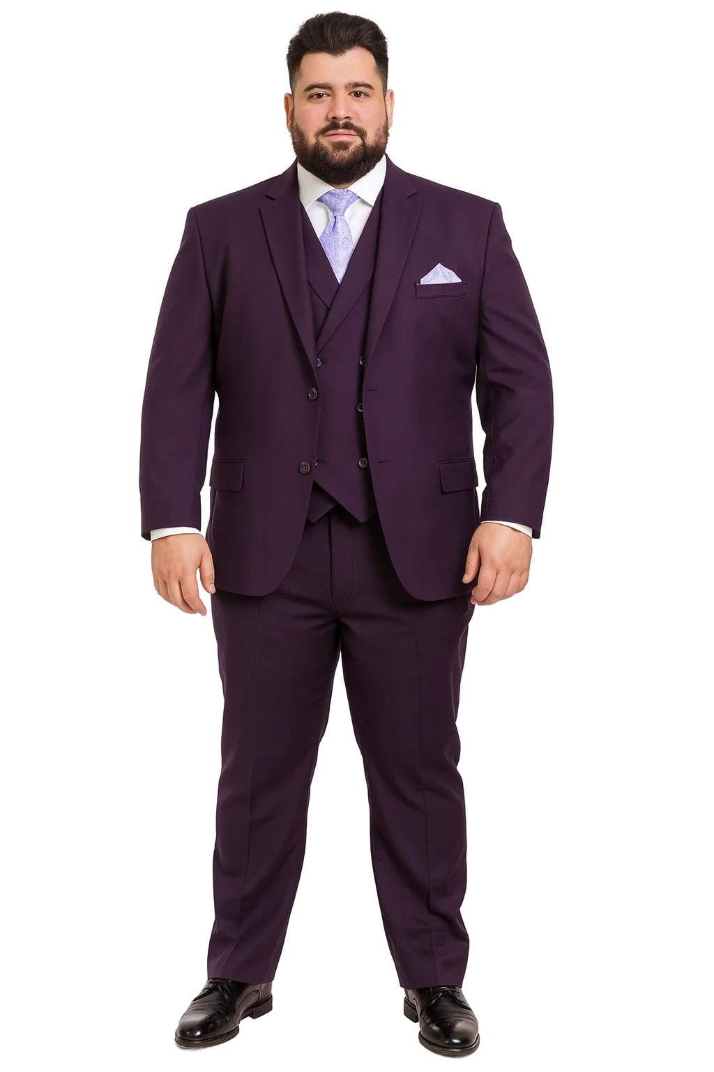 Mens Two Button Fashion Double Breasted Purple Suit
