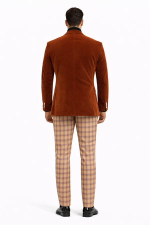EJ Samuel | Modern Fit Velvet Blazer | Rust | 2-Button | Mens