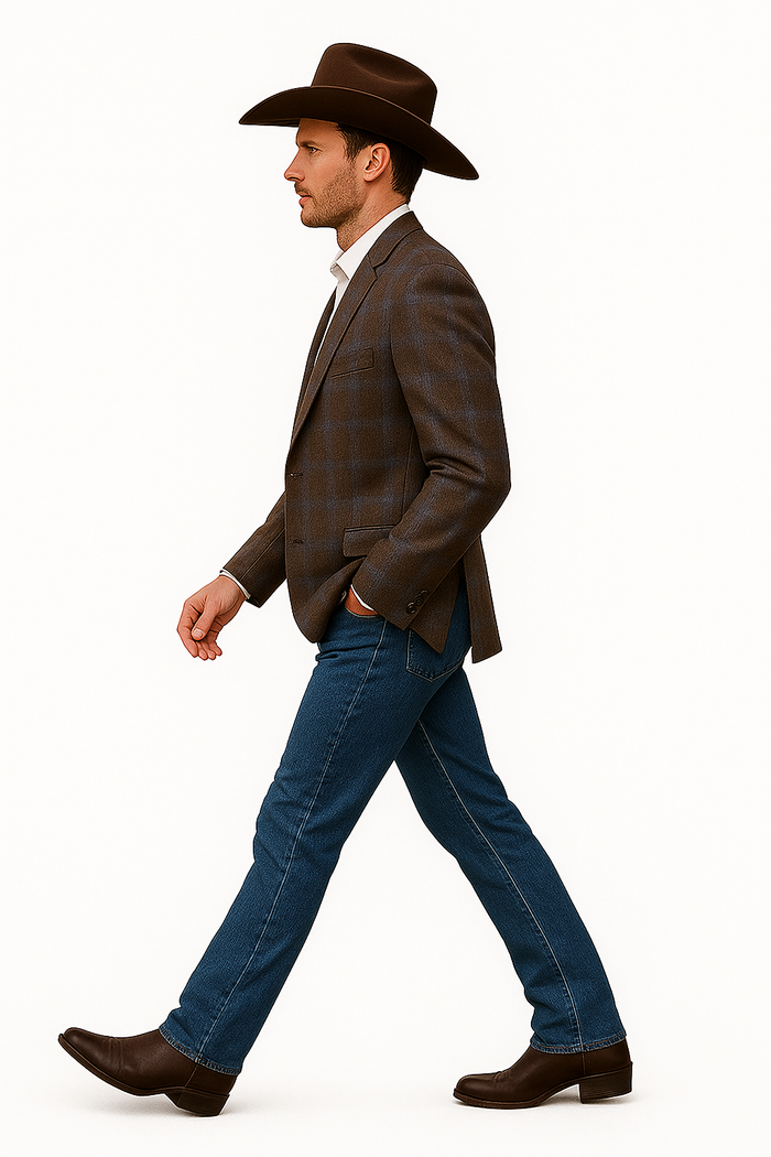 Saco vaquero - Western Sport Coat - Western Blazer- Men's Two Button Business Casual Double Windowpane Sport Coat
