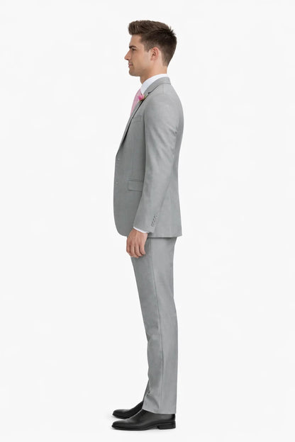 Mens Ultra Slim Fit Sharkskin Tuxedo with Satin Trim in Grey - Mens Slim Fitted Tuxedo