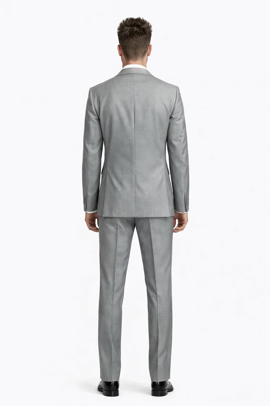 Mens Ultra Slim Fit Sharkskin Tuxedo with Satin Trim in Grey - Mens Slim Fitted Tuxedo