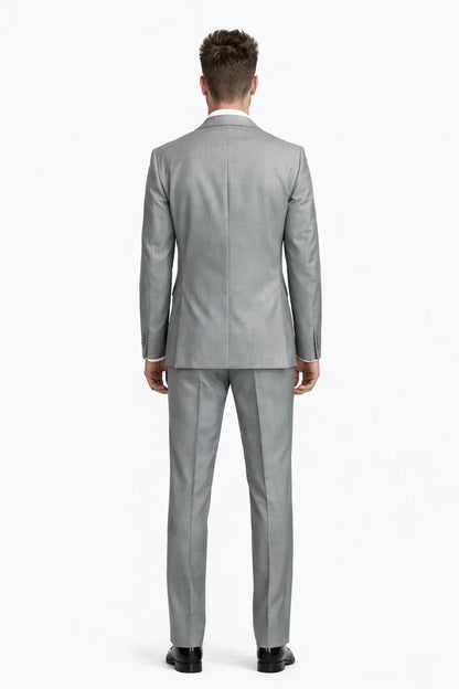 Mens Ultra Slim Fit Sharkskin Tuxedo with Satin Trim in Grey - Mens Slim Fitted Tuxedo