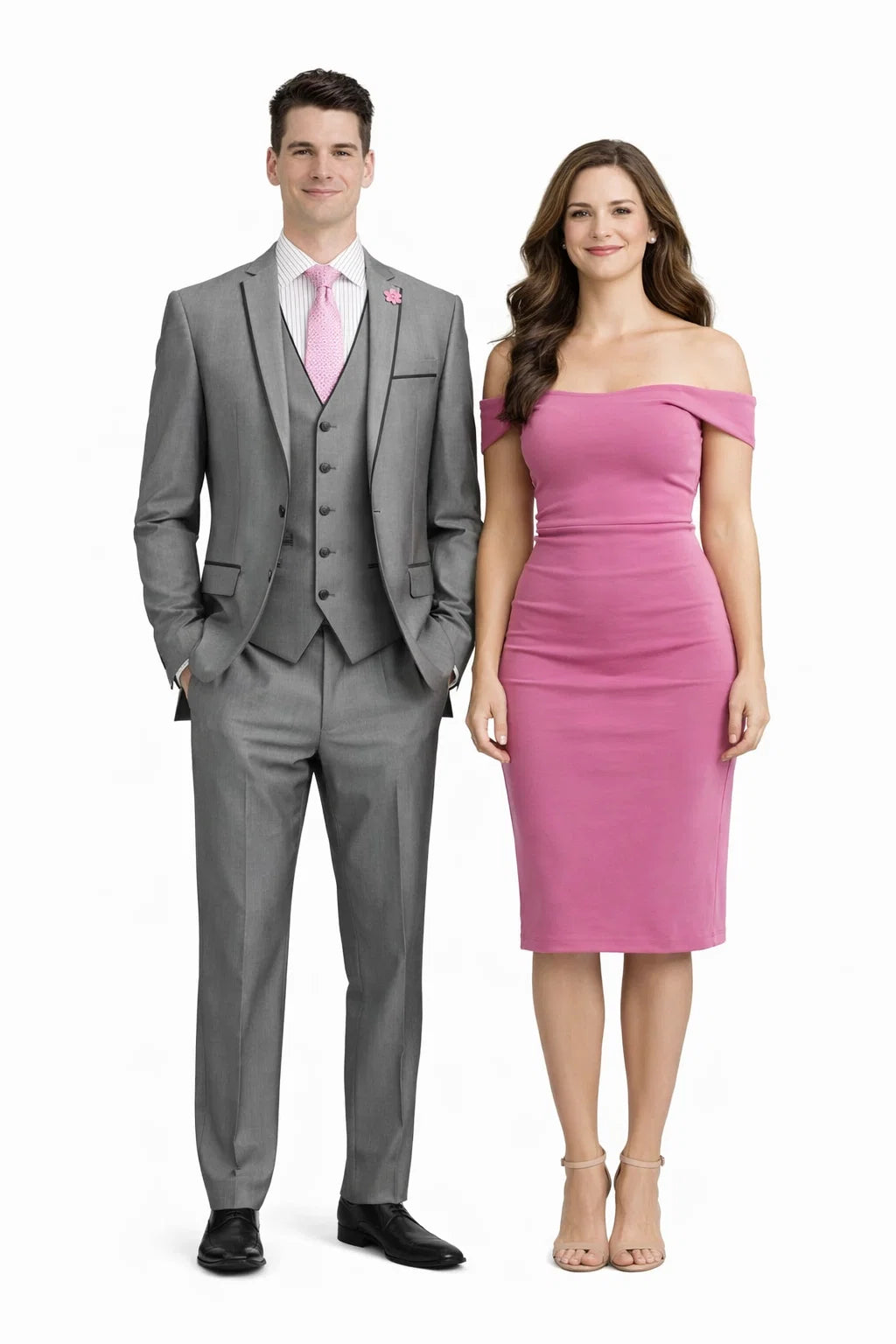 Mens Ultra Slim Fit Sharkskin Tuxedo with Satin Trim in Grey - Mens Slim Fitted Tuxedo