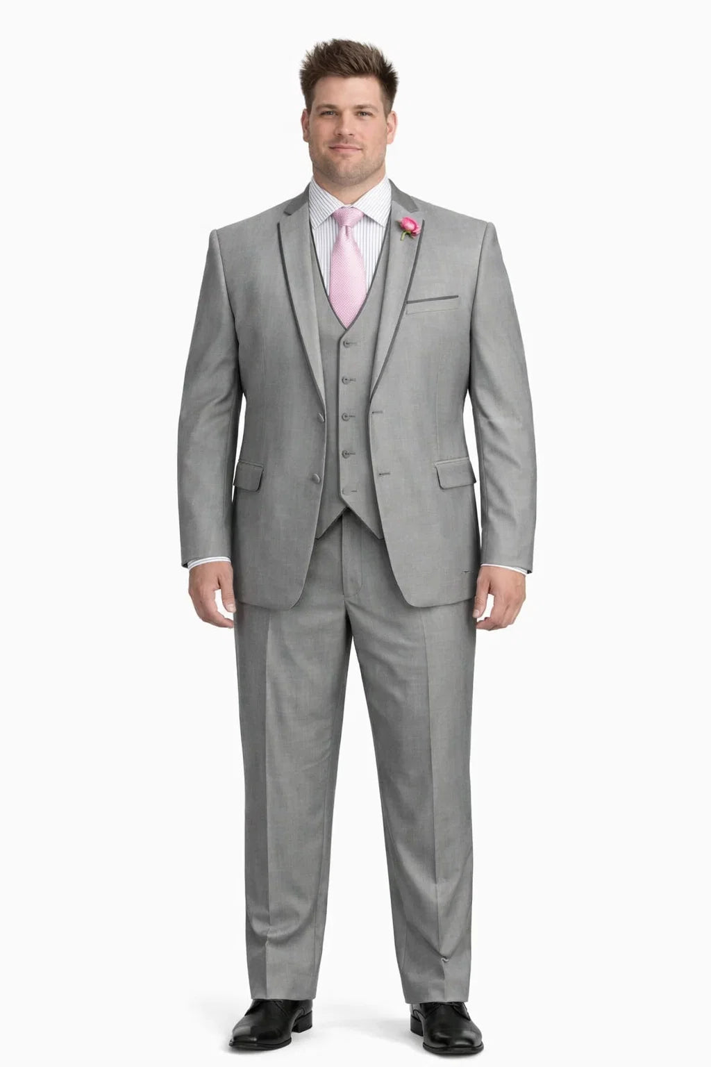Mens Ultra Slim Fit Sharkskin Tuxedo with Satin Trim in Grey - Mens Slim Fitted Tuxedo