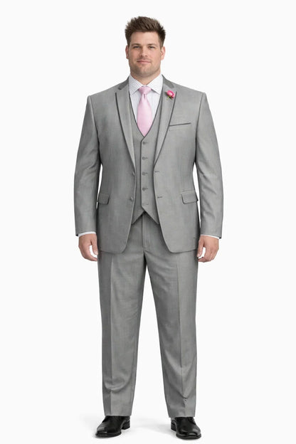 Mens Ultra Slim Fit Sharkskin Tuxedo with Satin Trim in Grey - Mens Slim Fitted Tuxedo