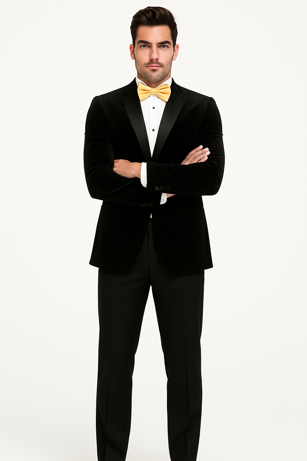 Mens Velvet Notch Tuxedo in Black