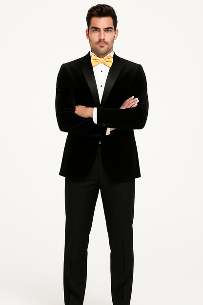 Mens Velvet Notch Tuxedo in Black