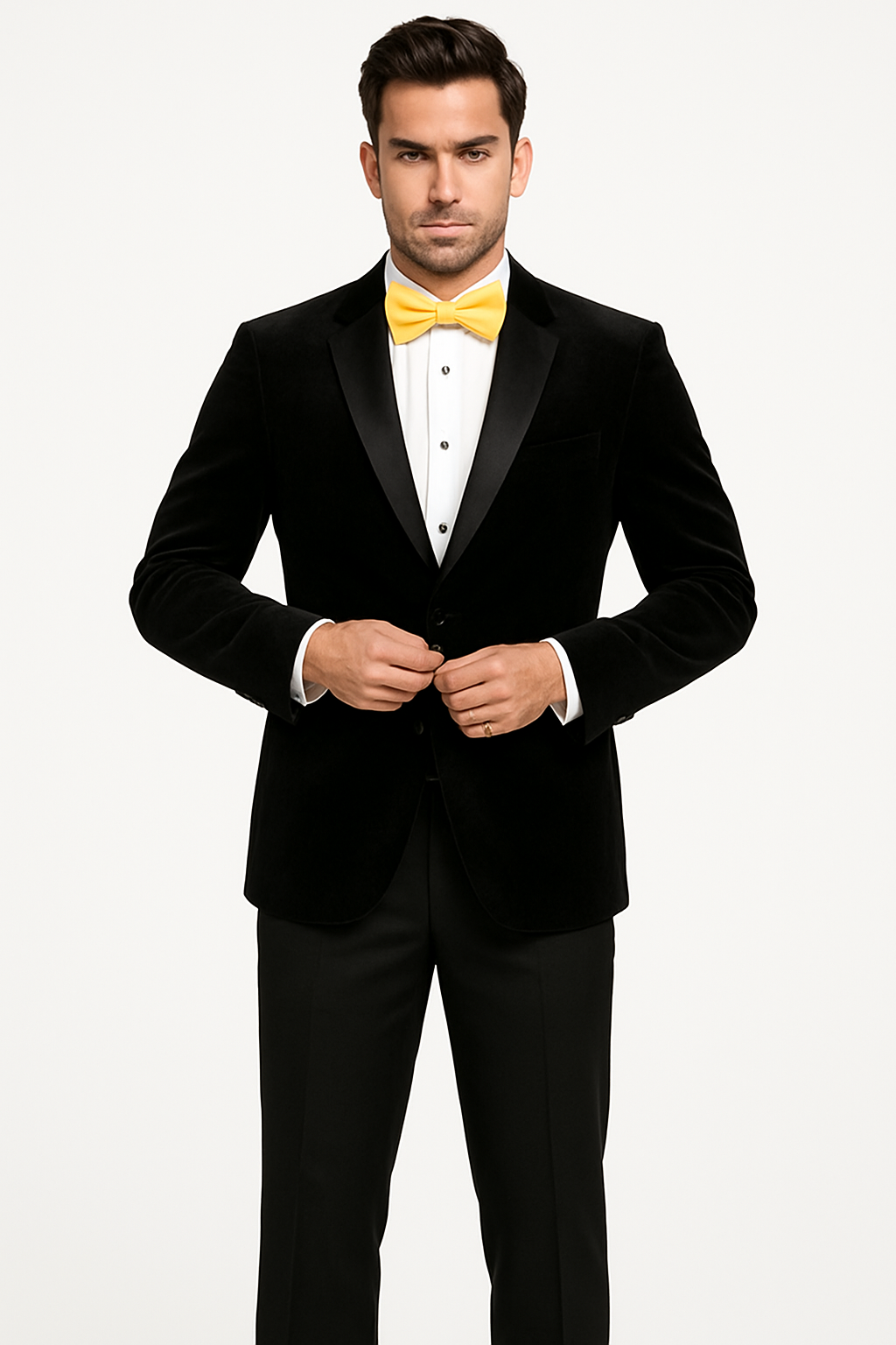 Mens Velvet Notch Tuxedo in Black