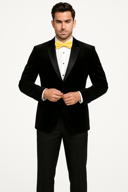 Mens Velvet Notch Tuxedo in Black