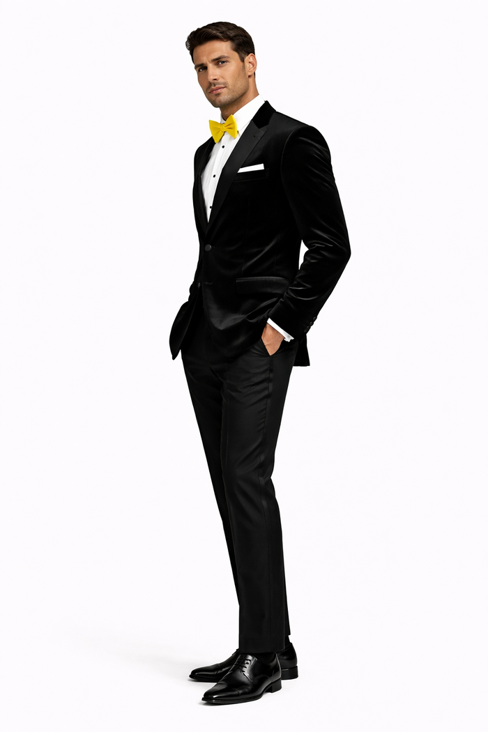 Mens Velvet Notch Tuxedo in Black