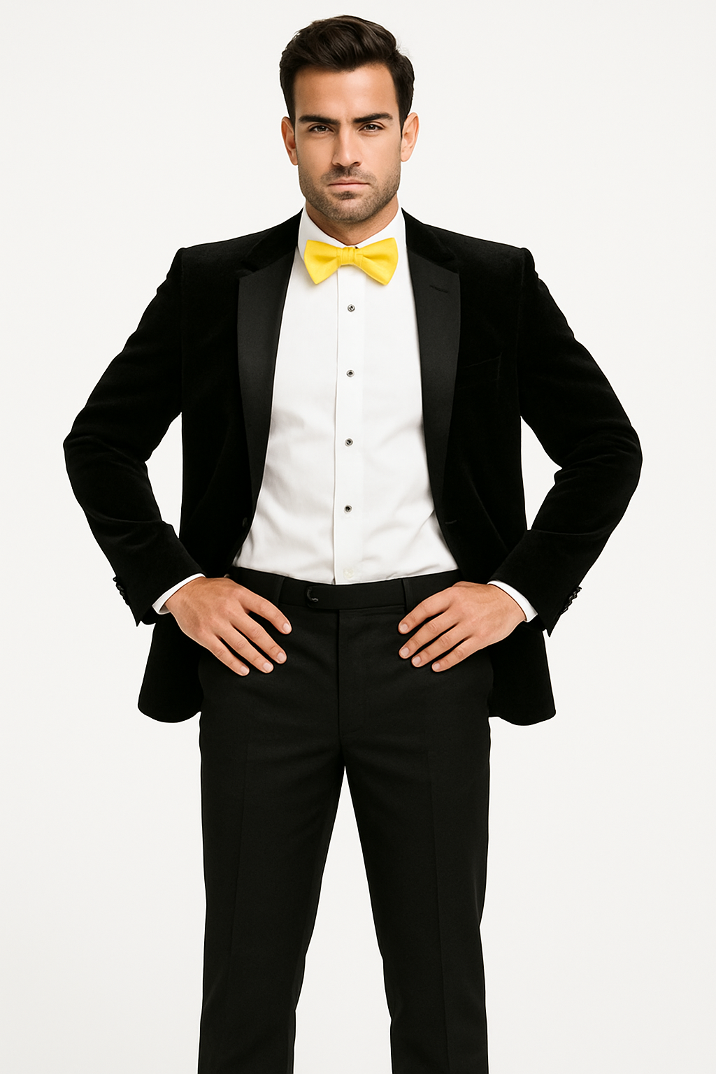 Mens Velvet Notch Tuxedo in Black