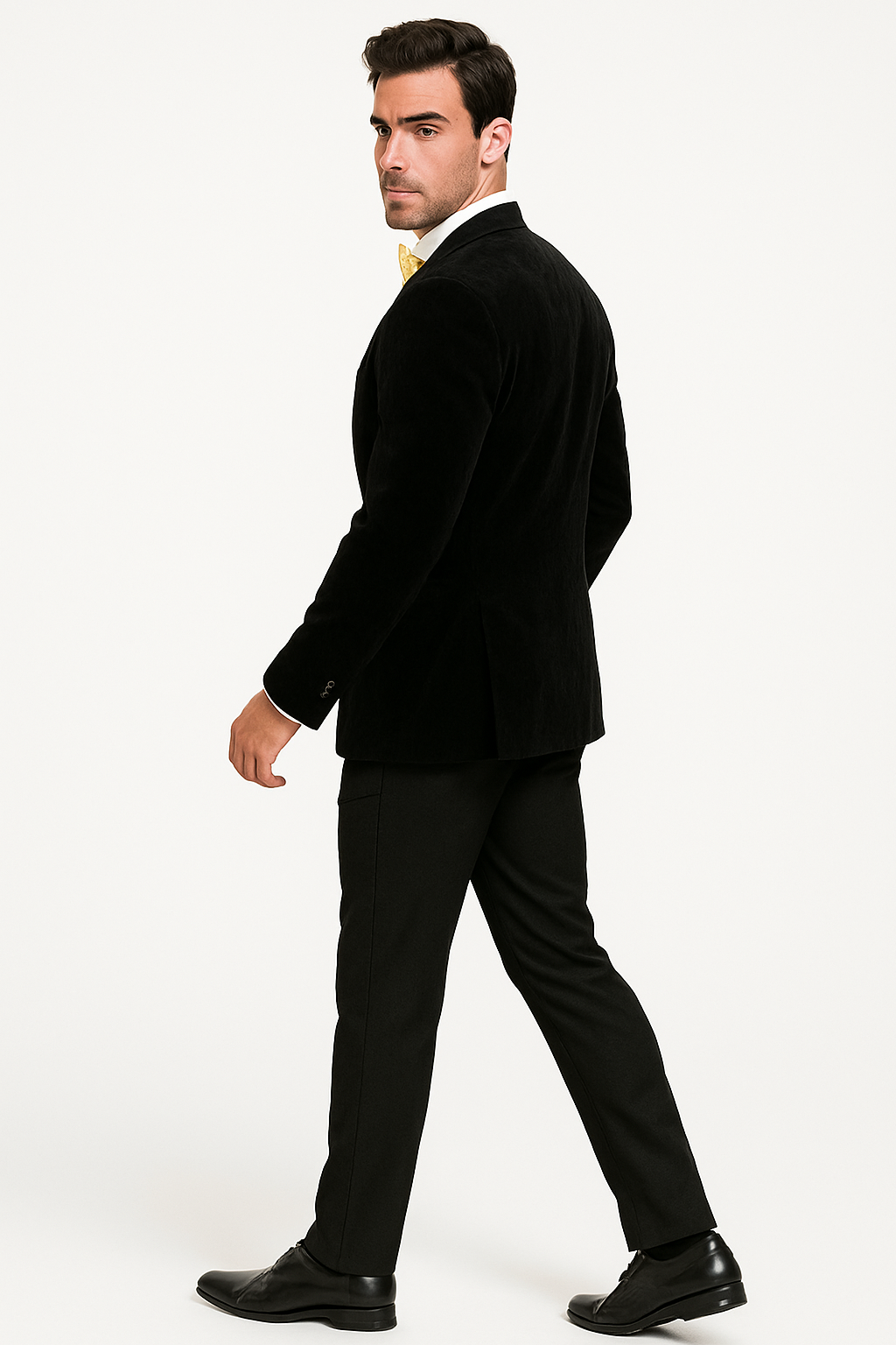 Mens Velvet Notch Tuxedo in Black