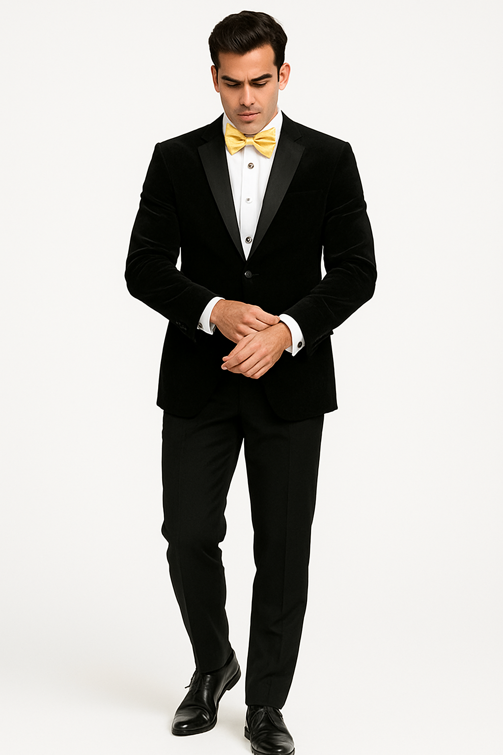 Mens Velvet Notch Tuxedo in Black