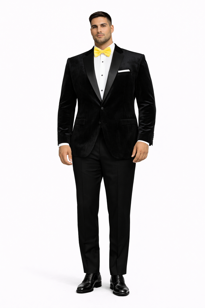 Mens Velvet Notch Tuxedo in Black