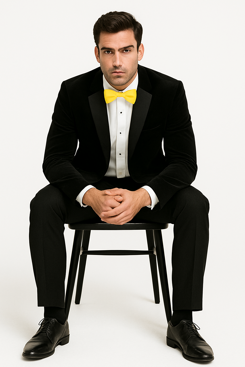 Mens Velvet Notch Tuxedo in Black