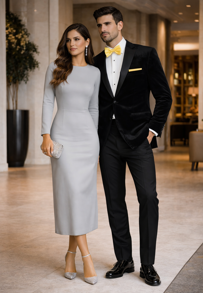 Mens Velvet Notch Tuxedo in Black
