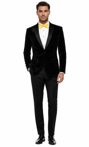 Mens Velvet Notch Tuxedo in Black