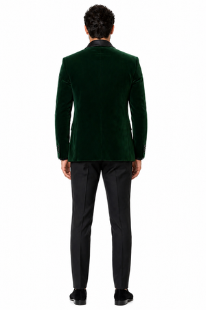 Mens Velvet Shawl Tuxedo Dinner Jacket in Hunter Green