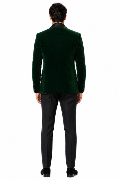 Mens Velvet Shawl Tuxedo Dinner Jacket in Hunter Green