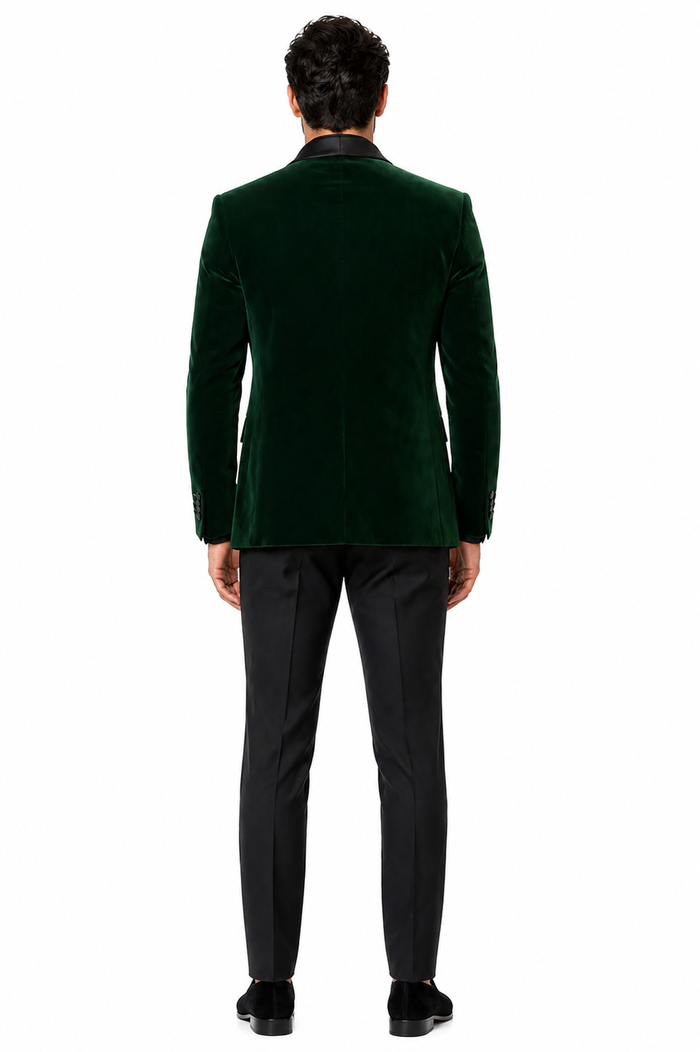 Mens Velvet Shawl Tuxedo Dinner Jacket in Hunter Green