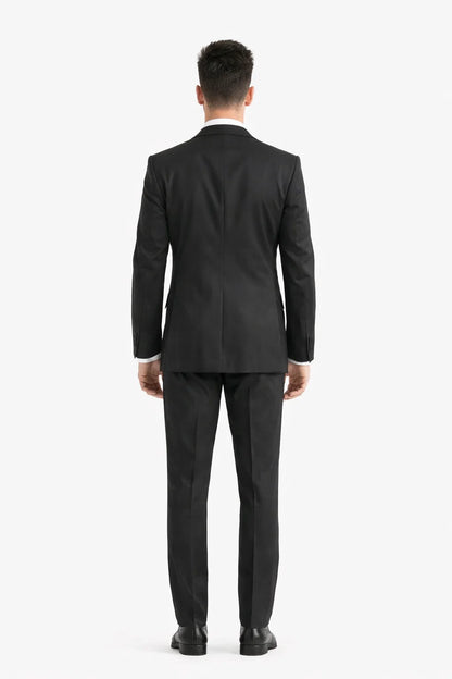 Mens Vested 2 Button Slim Fit Wool Black - Mens Slim Fitted