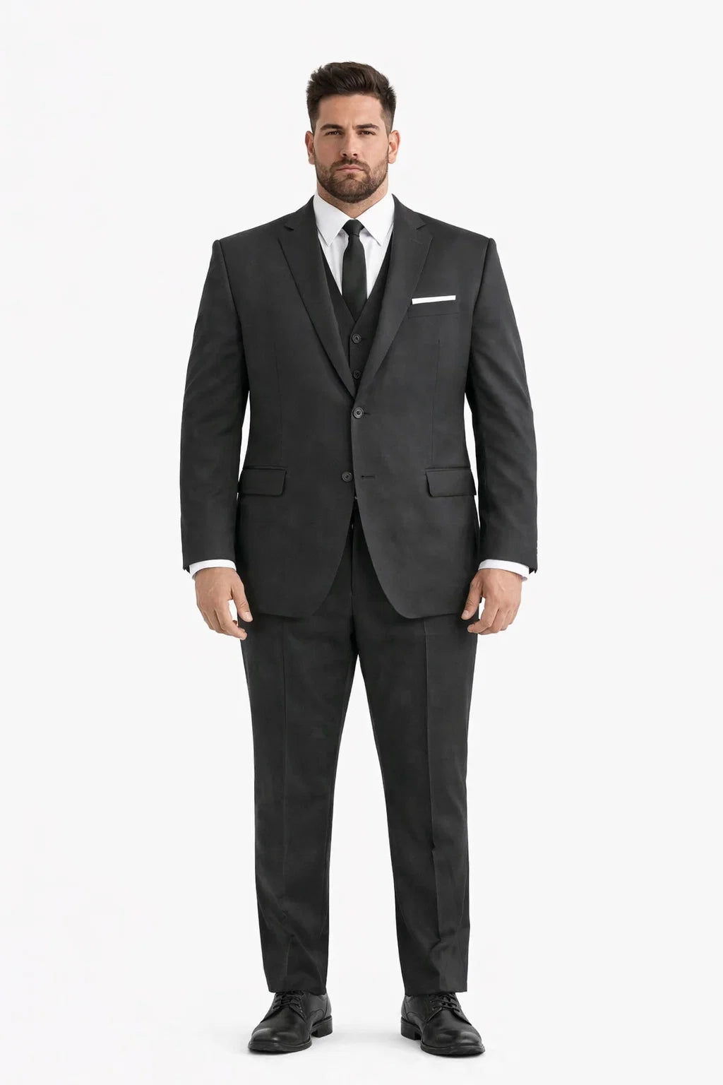 Mens Vested 2 Button Slim Fit Wool Black - Mens Slim Fitted