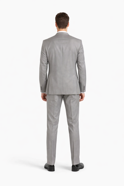 Mens Vested Satin Trim Wedding Tuxedo in Light Grey - Mens Slim Fitted Tuxedo